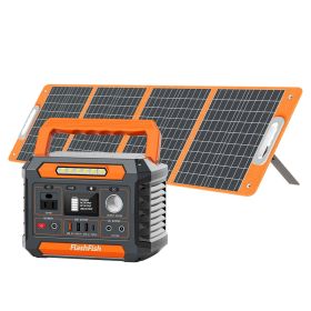 300W Power Station &100W Foldable Solar Panel, Li-Ion Battery Bank With AC/USB/DC Outputs