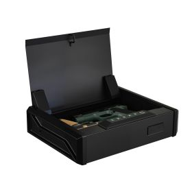 Gun Safe, Heavy Duty Handgun Safe with Fingerprint/Password/Key, 3-Way Quick Access Firearm Case Box with Lighting for 2 Pistols & 2 Magazines