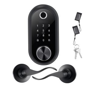Fingerprint Door Lock Set, Electronic Biometric Deadbolt Keyless Entry Door Lock with Handle, Touchscreen, Auto Locking, One-Time Code