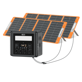 2000W Portable Power Station, 1536Wh LiFePO4 Battery Pack with 4000W Surge, AC Fast Charge,1.5H Full charged, LED Flashlight - Solar Generator fo (Output: 2000W Solar Generator &2*100W Solar Panel)