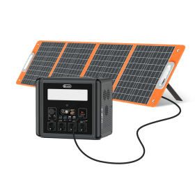 2000W Portable Power Station, 1536Wh LiFePO4 Battery Pack with 4000W Surge, AC Fast Charge,1.5H Full charged, LED Flashlight - Solar Generator fo (Output: 2000W Solar Generator &100W Solar Panel)