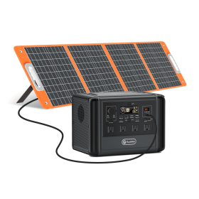 FF Flashfish 1200W Portable Power Station, 968Wh LiFePO4 High-capacity Solar Generator, Power Battery Backup With 4*AC Outputs And 6*USB Outputs (Output: 1200W Solar Generator &100W Solar Panel)
