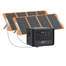 FF Flashfish 1200W Portable Power Station, 968Wh LiFePO4 High-capacity Solar Generator, Power Battery Backup With 4*AC Outputs And 6*USB Outputs (Output: 1200W Solar Generator&2*100W Solar Panel)