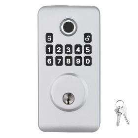 Fingerprint Door Lock, Electronic Biometric Deadbolt with Pioneering Easy-Grip Design, Auto Locking, One-Time Code, Anti-Peeking Password (Color: Silver, Type: Panel Type)