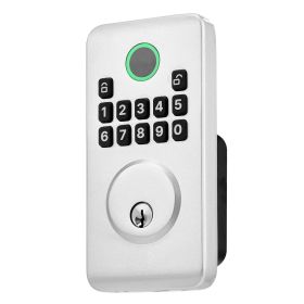 Keyless Entry Door Lock, Electronic Deadbolt with Customizable User Codes, Pioneering Easy-Grip Design, Keyed Entry, Auto Lock, Anti-Peeking Pass (Color: Silver, Type: Panel Type)