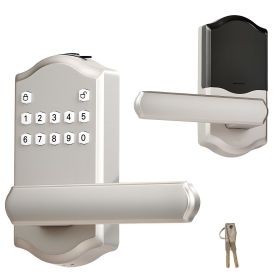 Keyless Entry Door Lock with Handle, Electronic Lever Door Handle with Keypad, Customizable User Codes, Keyed Entry, Auto Lock, Anti-Peeking Pass (Color: Satin Nickel, Type: Panel + Handle Type)