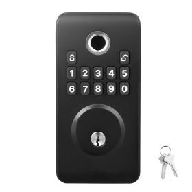Fingerprint Door Lock, Electronic Biometric Deadbolt with Pioneering Easy-Grip Design, Auto Locking, One-Time Code, Anti-Peeking Password (Color: Matte Black, Type: Panel Type)